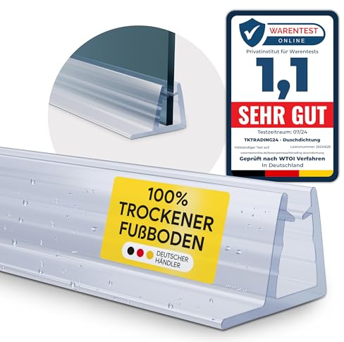 Duschdichtung PVC Ersatzdichtung TYP-4 200cm Glasstärke 6mm Gummilippe 10mm | Für Duschkabinen und Duschtüren als Ersatzdichtung gegen Spritzwasser, TYP-4, 200cm, Glasstärke 6mm, Lippe 10mm, PVC