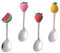 TOYANDONA 4pcs Stainless Steel Fruit Spoons - Strawberry, Pineapple, Watermelon Shaped - Mixing & Tea Spoons for Home, Bar & Cafe