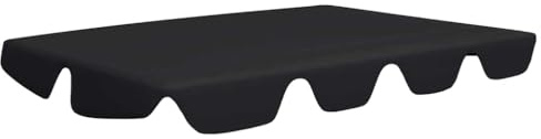 vidaXL Ersatzdach für Hollywoodschaukel Gartenschaukel Dach Dachbezug Schaukeldach Ersatz-Bezug Sonnendach Dachplane Schwarz 188/168x145/110 cm