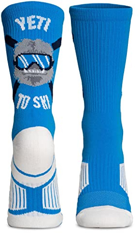 ChalkTalkSPORTS Ski Performance Crew Socks - Yeti to Ski - Skiing Mid-Calf Socks - Adult