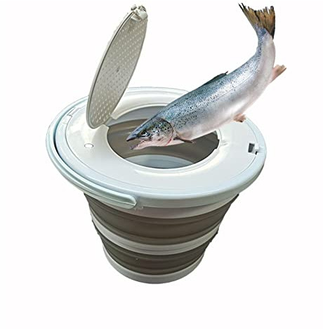Yiida Secchio da Pesca Pieghevole 5L/10L con Coperchio di Chiusura | Vasca Pieghevole in plastica - Vaso per Acqua Pieghevole Durevole e Robusto salvaspazio, per la Pesca Domestica, Campeggio