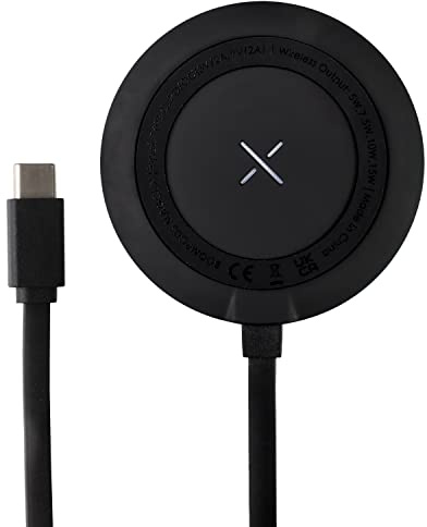 Boompods MagClix Induktives Schnellladegerät - 15W Qi-Zertifizierte Ladestation mit Magnethalterung, Temperaturkontrolle, Kabellose Ladegerät für Alle Qi-FÄhigen Handy und Geräte, Ladepad Schwarz