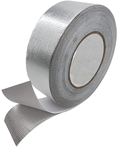 50m x 50mm Glass Fiber Aluminum Foil Tape Self Adhesive Tape, Heat Insulation High Temperature Resistant Waterproof Leak Tape