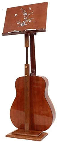 MLYY Notenständer Notenpult Vintage-Notenständer aus Holz mit Gitarrenhalter, Instrumentalaufführung/Band, 115–135 cm höhenverstellbarer Buchhalter (Color : Style 2)