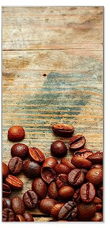 banjado® Magnettafel 37 x 78cm / Magnetwand aus Metall/Magnetpinnwand als Memoboard/Pinnwand Magnettafel Küche, Büro, Kinderzimmer inkl. 4 Magnete & Montageset - Motiv Kaffeebohnen