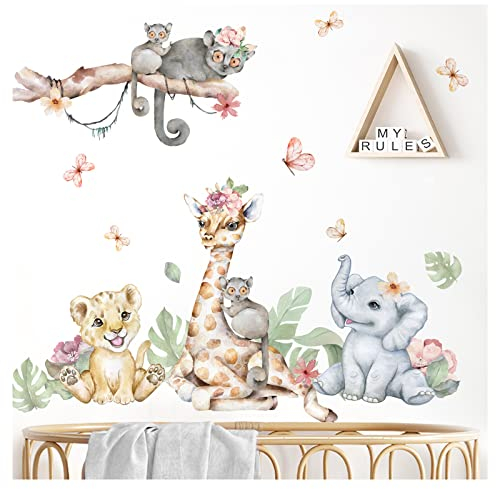 Grandora XXL Set Safari Tiere Wandtattoo für Kinderzimmer Dschungel Wandsticker für Babyzimmer Wandaufkleber Deko DL852 M - 70 x 59 cm (BxH)
