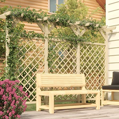 Gecheer Gitterzaun mit Pergola-Oberteil Gitterzaun Pergola Holz Rankhilfe Rosenbogen Holzbogen Spalier Gartenpergola Holzpergola Rankhilfe Terrasse Garten 400x50x200 cm Kiefernholz