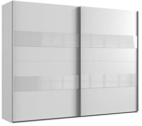 möbelando Kleiderschrank Altona2 aus Spanplatte in Weiß mit 2 Türen und 5 Einlegeböden. Abmessungen (B/H/T) 270x210x65 cm