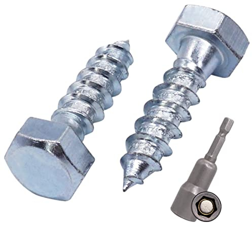 SKIR'CO (140 pcs) DIN 571 Zinc Plated Steel Hexagon Wood Screws M8 x 30 mm, Coach Screws, Hex Screw, Lag Bolts (With Magnetic Hex Bit)