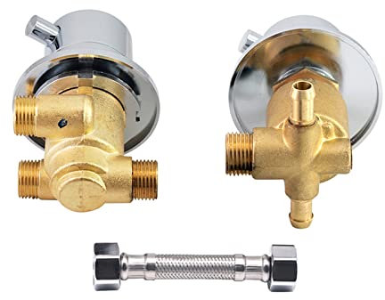 Thermostat inverseur G1/2 2/3/4/5 voies pour robinet de douche solide 2 pièces pour salle de bain et colonne de douche, noyau de valve en laiton, double poignée (Intubation 2 sorties)
