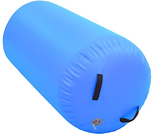 Gecheer Aufblasbare Gymnastik Rolle mit Pumpe Aufblasbare Luft Rollen, Yoga Gymnastic Zylinder, Gym Air Barrel, PVC Blau 120x90 cm