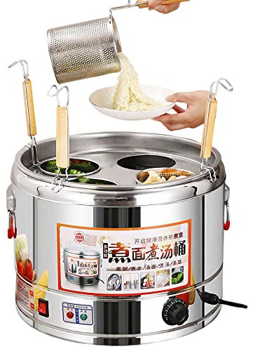 MNSSRN Commercial Noodle Cooker, Electric Noodle Bucket, Noodle Cooking Pot, Dumpling Pot, 304 Barrel Body, Spaghetti Filter