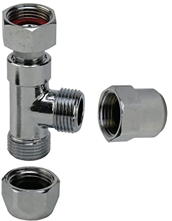 TWaLa Küche Sanitär Anschlussschlauch Verbindungsschlauch Verlängerung 3/8 Überwurfmutter x 3/8 Überwurfmutter lang (T-Stück Quetschv.)