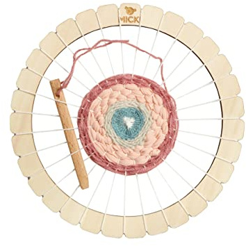 Micki Telaio rotondo per bambini, kit di tessitura per giocattoli in legno + filato per tessitura, arti e mestieri per bambini, forniture artistiche, età 3+