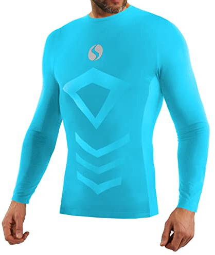 sesto senso Sportundertröjor för män, långärmad termoundertröja, kompressionströja, undertröja, Turkos, L/XL