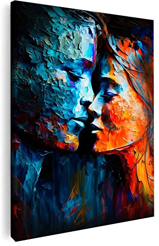 Artmazing | Kuss Bild | Coole Wohnzimmer-Kunstdruck | XXL | Hochformat