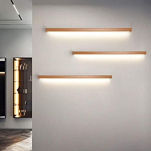 LED Holz Wandleuchte Innen Moderne Eck Treppen Wandlampe Dimmbar Acryl Down Spiegelleuchte Lange Lichtleiste Badlampe für Badzimmer Schlafzimmer Wohnzimmer Wandbeleuchtung (60CM)