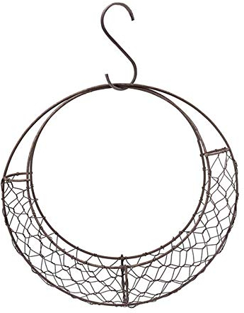 Round Wire Wreath Frame, Moon Shaped Metal Hanging Planter Plant Holder, Flower Basket, Succulent Pot Decor, Wall Plant Stand for Indoor Outdoor Use