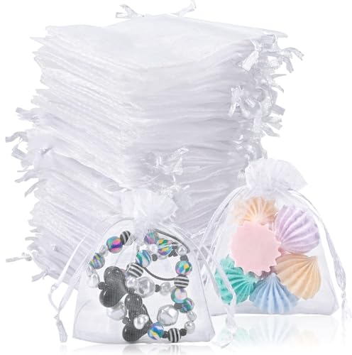 80 Pezzi Sacchetti Organza 7x9, Sacchetti Portaconfetti Confetti Matrimonio Bustine per Confetti Sacchettini Bomboniere Trasparenti Sacchettini di Lavanda per Natale