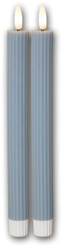 world-trading-net - 4er Set LED Stabkerzen STRIPE, Höhe 25cm, Durchmesser 2,1cm, Farbe blau, Batteriebetrieb, Timer