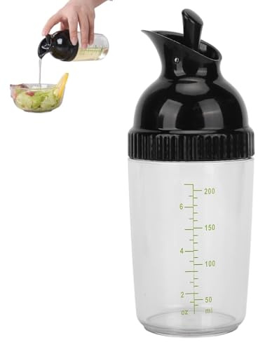 Récipient De Vinaigrette 2 Pièces, Bouteille De Shaker De Vinaigrette De 200 Ml Distributeur De Vinaigrette Bouteille De Mélangeur De Shaker Sauce Salade avec Couvercle Pour la Maison Cuisine(Noir)