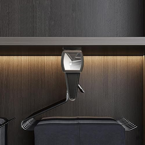 KSTORE Ausziehbare Kleiderstange Zum Herausziehen Der Kleiderbügel, Schrankstange Garderobenstange Kleiderbügel, Für Kleiderschrank Hosenbügel Platzsparend Ausziehbar,Schwarz,260mm