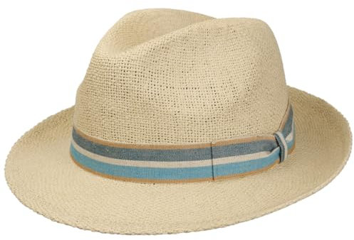 Lierys Bogart Hat Made in Italy Straw Fedora Multicolor Ribbon Lightweight Men Summer Nature XL (60-61 cm)