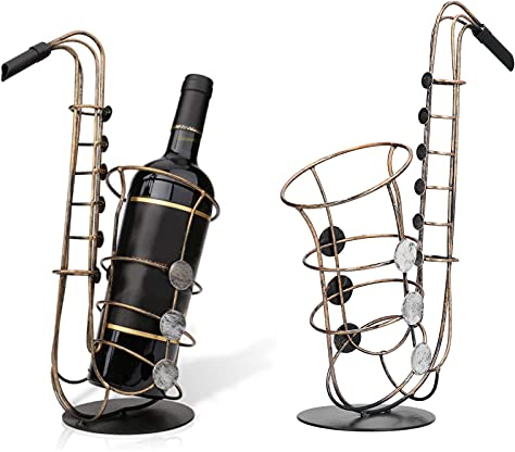 Ausla Weinflaschenhalter Saxophon Metall-Saxophon-Weinflaschenhalter, Heimdekoration, Kunsthandwerk mit Hochwertiger Sprühfarbe, Metallfigur, Saxophon-Weinhalter, Heimdekoration