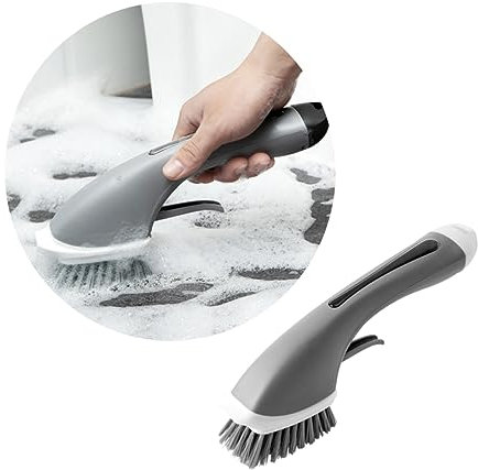 Beavorty Long Handle Cleaning Brush Dishwashing Tool Multi-function Brush for Kitchen Supplies Grey