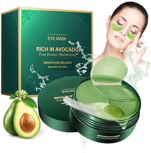 60 almohadillas para los ojos contra ojeras, antifaz con colágeno y ácido hialurónico, hidrogel de esencia de aguacate, antifaz hidratante para ojeras e hinchazón