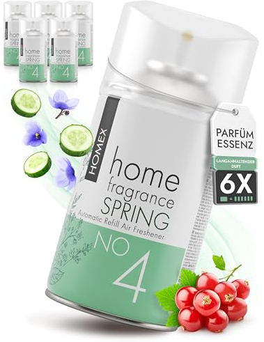 Roselive HOMEX Raumduft Nachfüller kompatibel mit Airwick, Glade etc. raumspray - Lufterfrischer Nachfüllflasche für Duftspender in Wohnung, WC, Bad - Raumdüfte gegen Geruch (6er-Pack, SPRING)