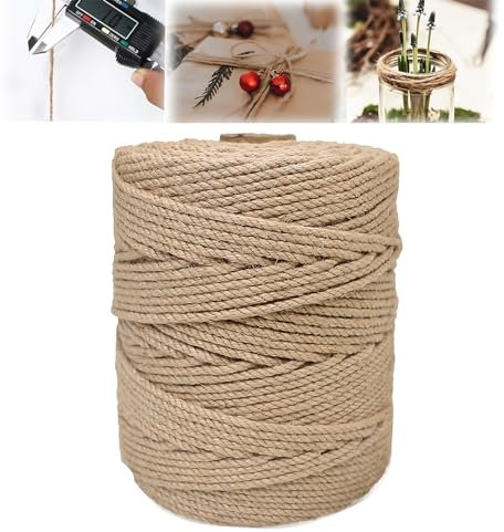 Ficelle De Jute 1mm, 400m De Corde De Jute Naturelle Tressée, Corde Épaisse Et Résistante pour Les Travaux d'art, Les Ballots, La Décoration Intérieure, Le Jardinage, Les Griffes De Chat