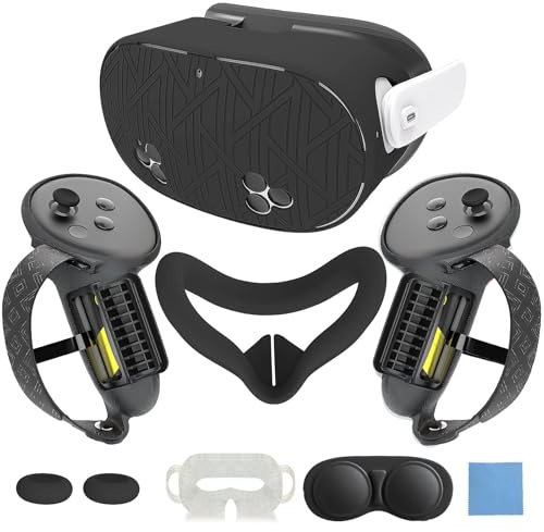 MLemonVR Juego de fundas de silicona para Meta/Oculus Quest 3s, accesorios incluye funda de realidad virtual, cubierta de interfaz facial, cubierta de interfaz de batería mejorada, controlador de