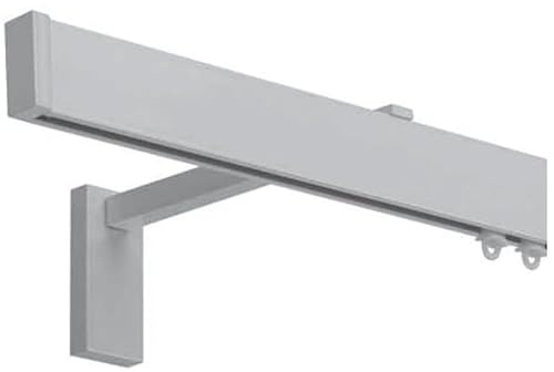 TENDE ARREDO TESSILE - Binario Tenda a Parete Scorrevole (280 cm) Zineffa per Tenda, Binario a Onda Decorativo in Alluminio con Tappi Terminali e Occhielli in PVC per Tende su Misura (Grigio)
