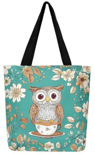Loussiesd Katze Leinwand Einkaufstasche Cartoon Tier Nette Kat Stofftasche Bunter Baum Lesen Lesefreund Stoffbeutel Bibliothek Buchclub Buchwurm Handtasche für Erwachsene Männer Frauen Tragetasche