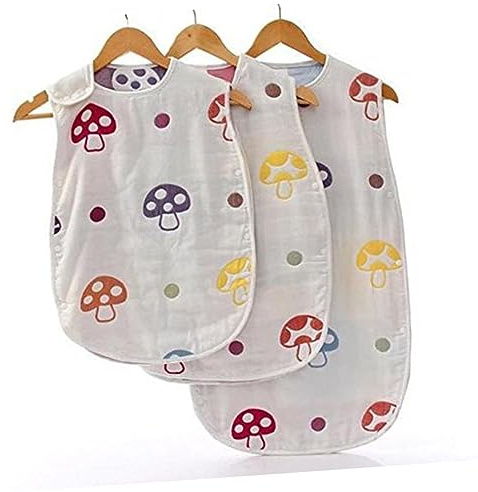 Babyschlafsack aus Baumwolle, 6-lagig, Klein, für Neugeborene | Ärmeloses Design, Knöpfe Unten, 1 Stück, Schlichtes Freundliches Design Zufälliger Stil