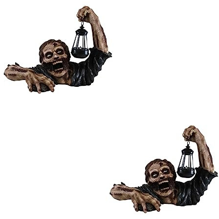 POPETPOP 2pcs Halloween Crawling Zombie Lantern Creeper Zombie Statue Horror Crafts for Garden Outdoor Halloween Ornaments