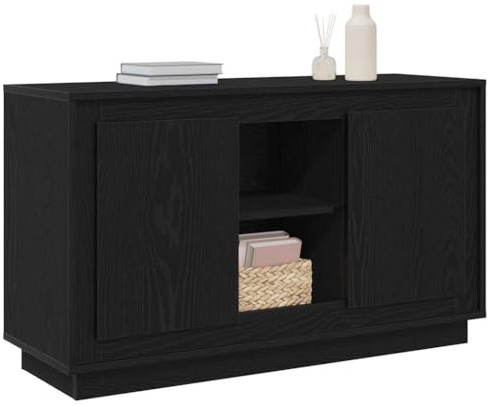 vidaXL Sideboard Svart Ek 102 x 35 x 60 cm Konstruerat trä, Modern sidobord, rektangulär förvaringsenhet, nutida skåp, praktisk möbel för vardagsrummet