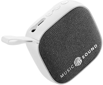 Music Sound - Mini - Altavoz Bluetooth - Potencia de 3 vatios - 4 Horas de reproducción - Compacto y portátil - Acabados de Tela Suave y Colorida - Blanco