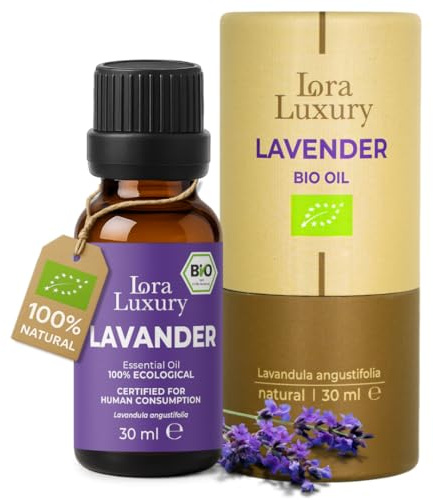 Lora Luxury - Lavendelöl Bio 30ml – 100% Naturreines Ätherisches Öl & Lebensmittelgeeignet – Lavandula angustifolia – Vegan, Glutenfrei – Aromatherapie, Schlaf,
