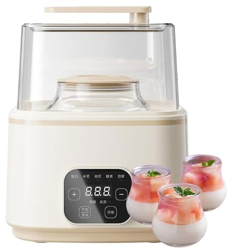 Electric Yogurt Maker with 1+2L Inner Tank,25W ligent Ice Cream Yoghurt Machine with LED Touch Panel,Rice Wine Fermentation Machine,360° Constant Temperature,for Yogurt,Natto