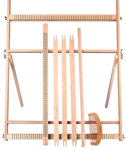 Zymjzbetic Großes Webstuhl-Set for Anfänger mit Ständer, Wandteppich, handgefertigt, gewebt, Wandkunst, Webstuhl, Webrahmen, Webstuhl, Weben, Strickwerkzeuge für Erwachsene Anfänger(Large Size Wood) | Wandteppich, Handgefertigt, Gewebt, Wandkunst, Webrahmen, Strickwerkzeuge für Erwachsene Anfänger