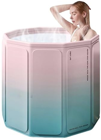 Simcat Portable Foldable Bathtub, Ice Bath tub for Cold Water Therapy Training,Bathroom Freestanding Bathtubs for Shower Spa (Pink)