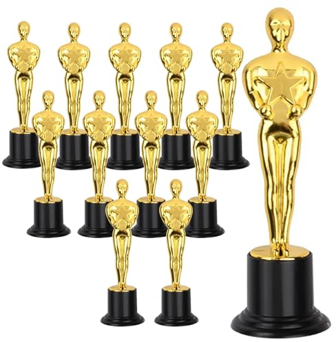 12 Trofeo De Oro Estatuas, Piezas Trofeos Para Niños, Mini Trofeos Oro Plástico, Trofeos De Plástico, Trofeos Plastico Futbol para Niños Deportes, Fútbol, Celebraciones, Fiestas, Premios Escolares
