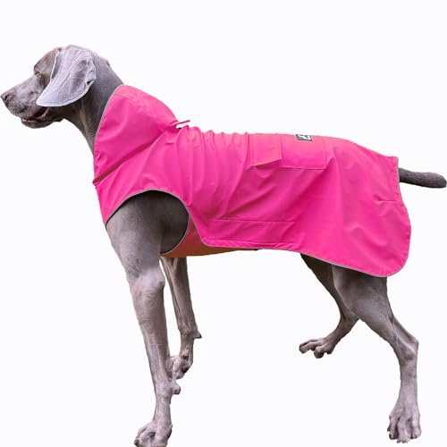 FLYING TAIL Nicht Steif, Super Weiche Haptik Hunde-Regenmantel, Reflektierend, Verstellbar, Leicht zu Tragen, Leinenloch für S - XXXXXL Hunde (Rosa, XL)