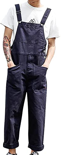 Salopette de Travail pour Homme, Pantalon Homme de Travail Vintage Coupe Régulière Cargo ,Salopette de protection avec poches et sangles à boucle,tendance, unisexe,D'éTé Outdoor VêTement De Rue