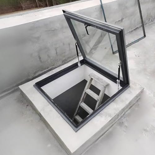 Skylight Fenêtre de toit pour grenier et sous-sol – Fenêtre de sortie manuelle avec double couche en verre trempé pour toit incliné/plat (75 x 85 cm)
