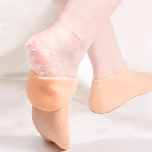 Fangshu silikonstrumpor, halkfria fuktgivande strumpor elastiska silikonstrumpor foot peeling anti-förhårdnad för spruckna fötter torr 36–44