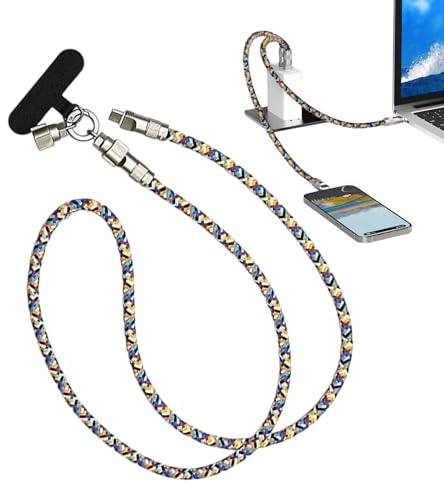 Knowlife Phone Lanyard Anti Theft | Portable Charging Cable,Fast Charger Cable 2-in-1 for Home Travel Tablet Smartwatch, Anti-Theft Smartphone Lanyard