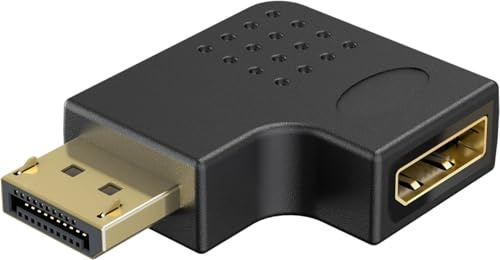 goobay Adaptador de ángulo DisplayPort 90 grados hacia arriba, 8K 144Hz, 4K 240Hz, DP 2.1, enchufe a toma para juegos para PC, monitor, tarjeta gráfica - 77129